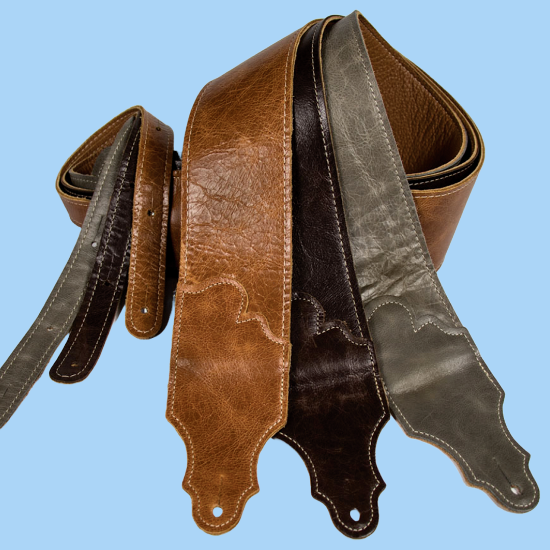 Franklin 3" Jackson Hole Series Aged Leather Guitar Strap - Cognac
