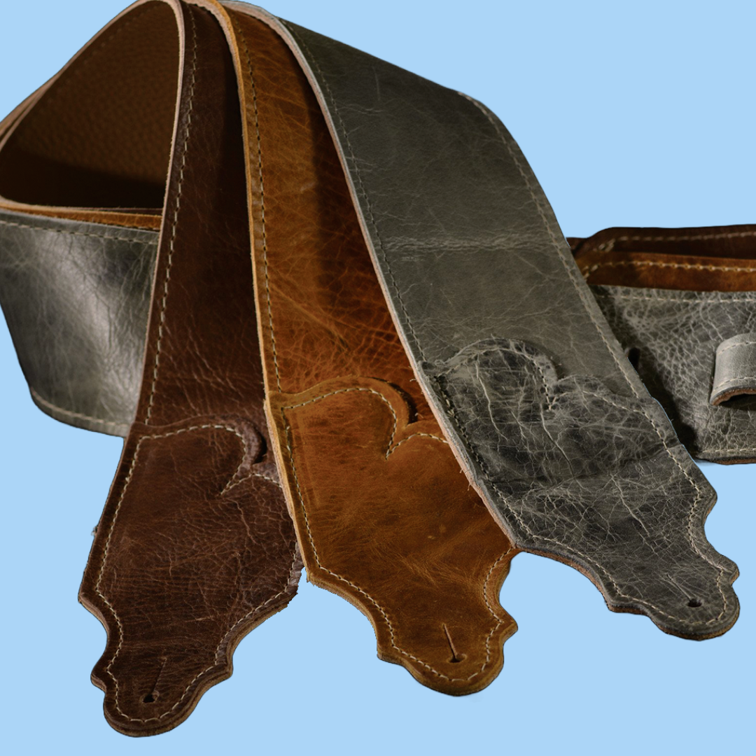 Franklin 3" Jackson Hole Series Aged Leather Guitar Strap - Cognac