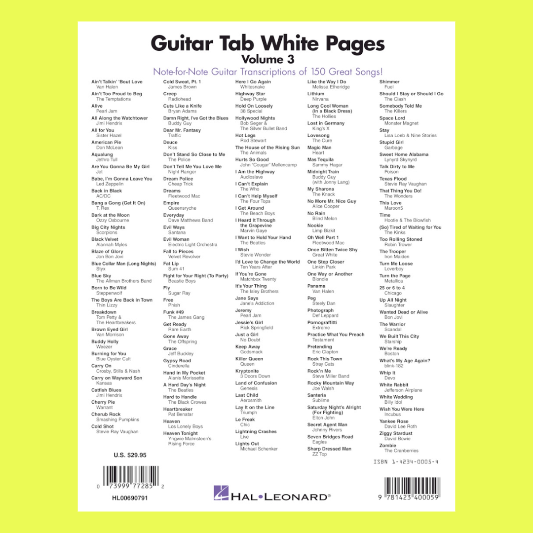 Guitar Tab White Pages Volume 3 Songbook (150 Songs)