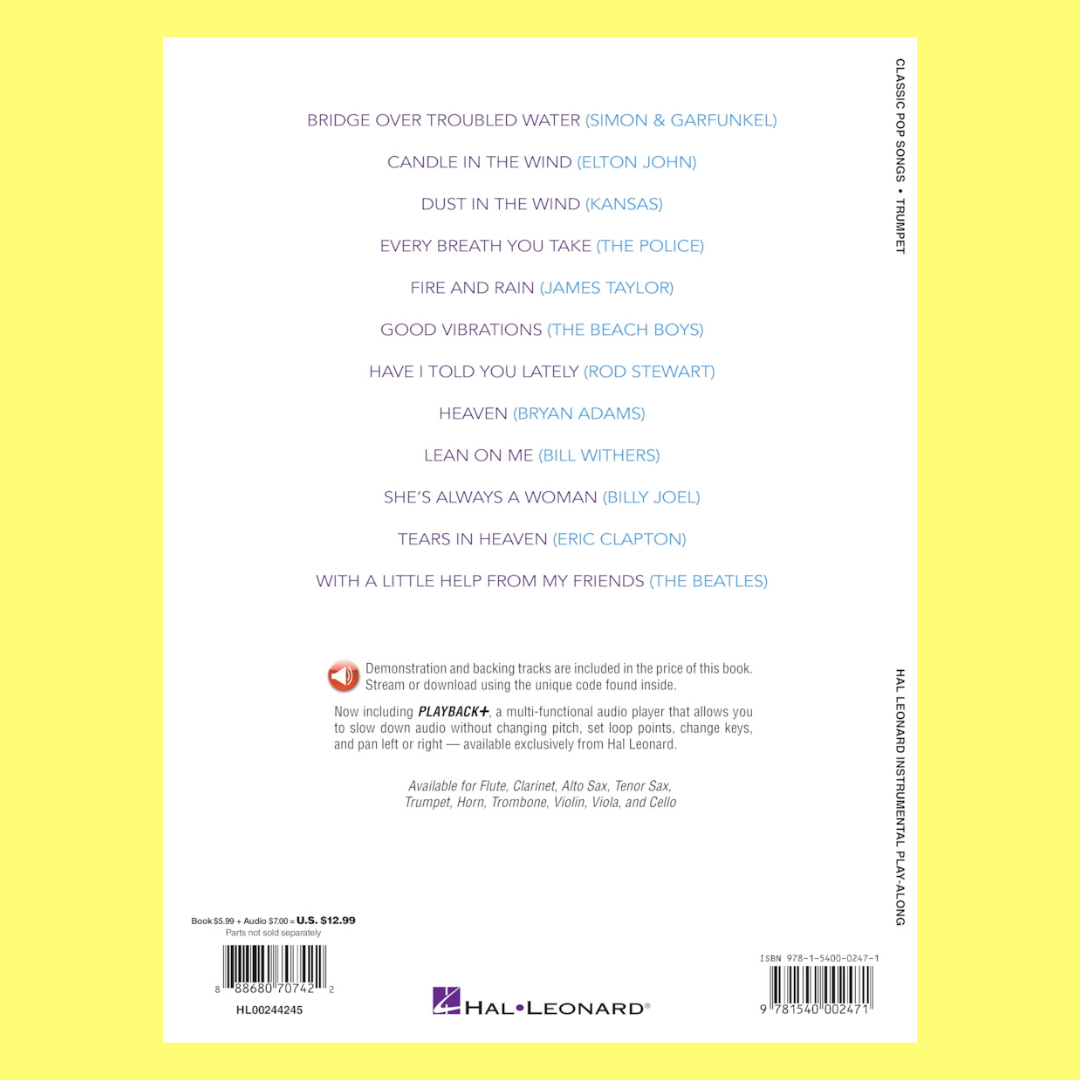 Classic Pop Songs For Trumpet Play Along Book/Ola