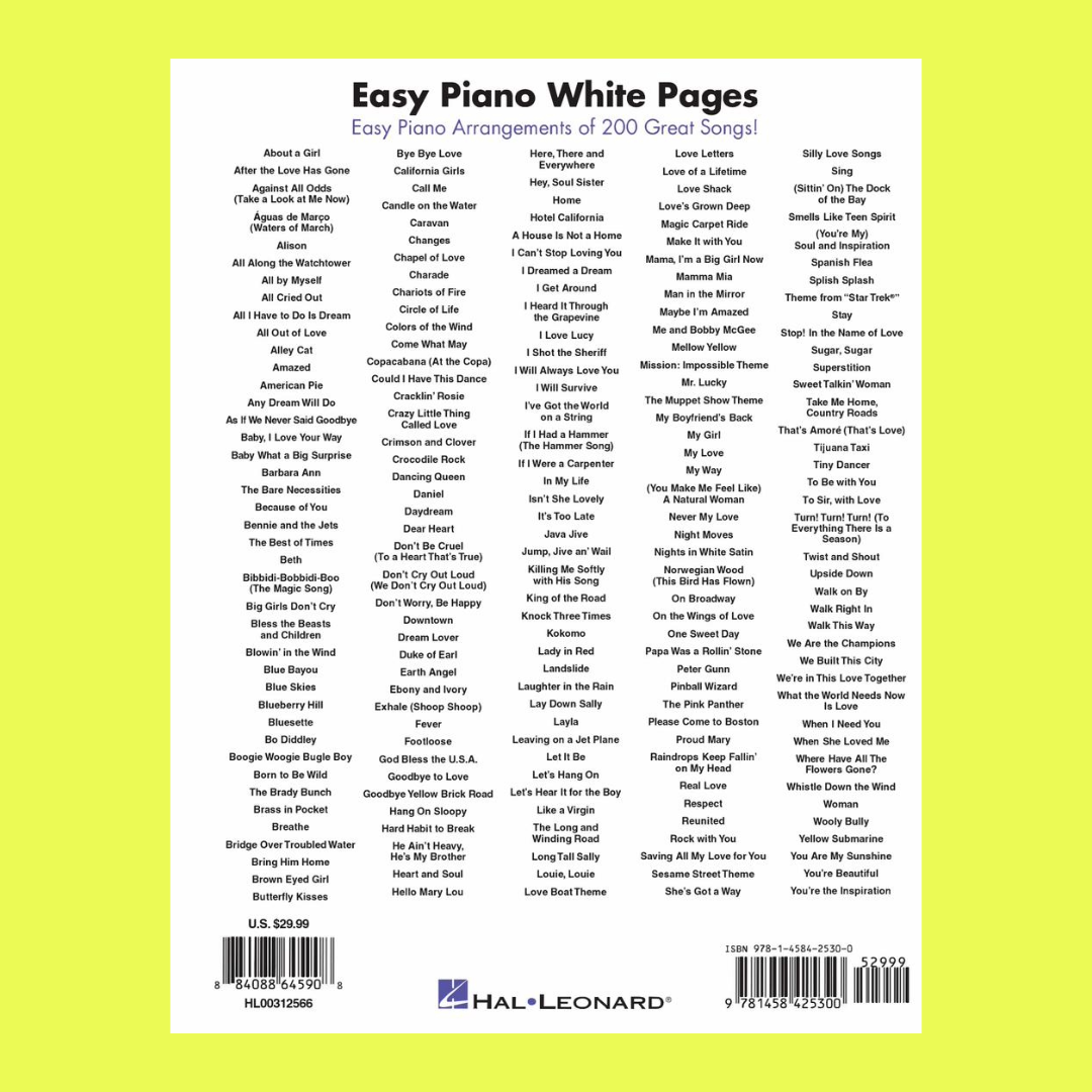 Easy Piano White Pages Songbook (200 Songs)