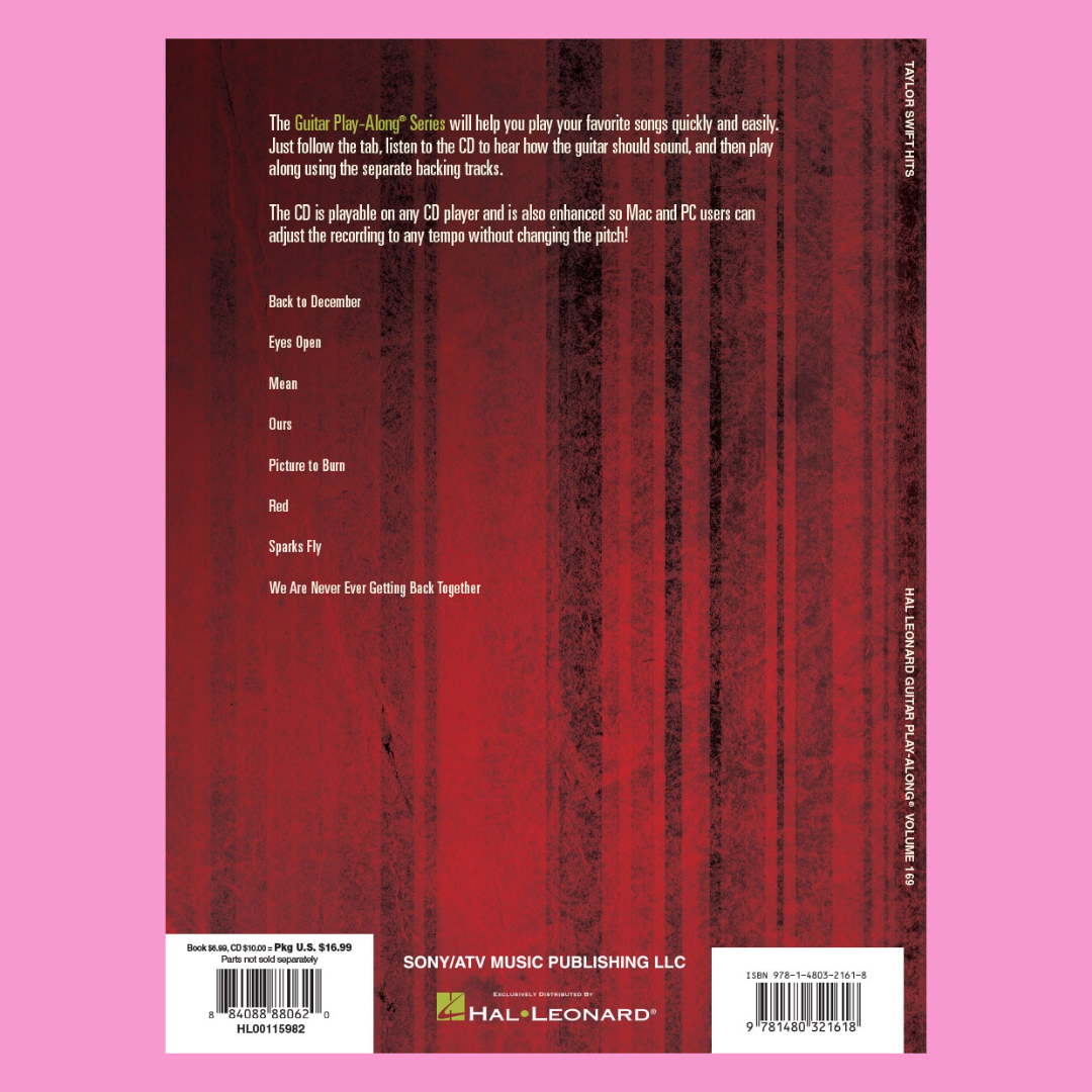 Taylor Swift Guitar Play Along Volume 169 Book/Cd