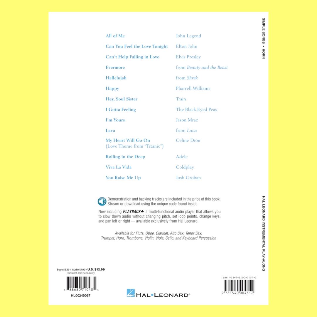 Simple Songs For Horn Play Along Book/Ola