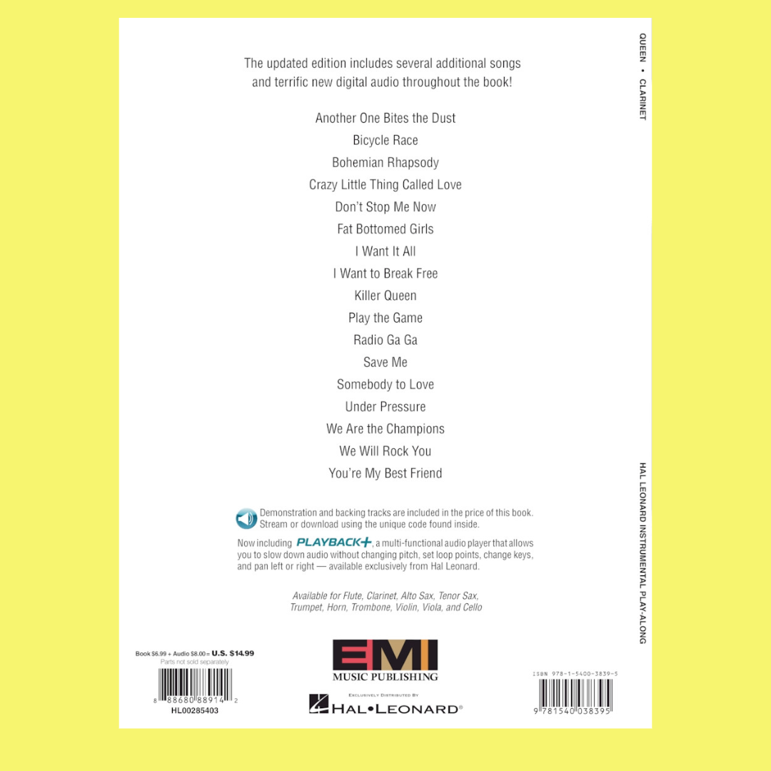 Queen For Clarinet - Updated Edition Play Along Book/Ola