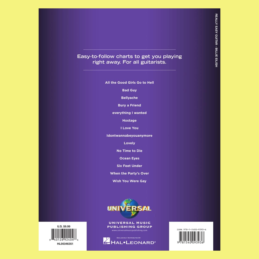 Really Easy Guitar Billie Eilish Book