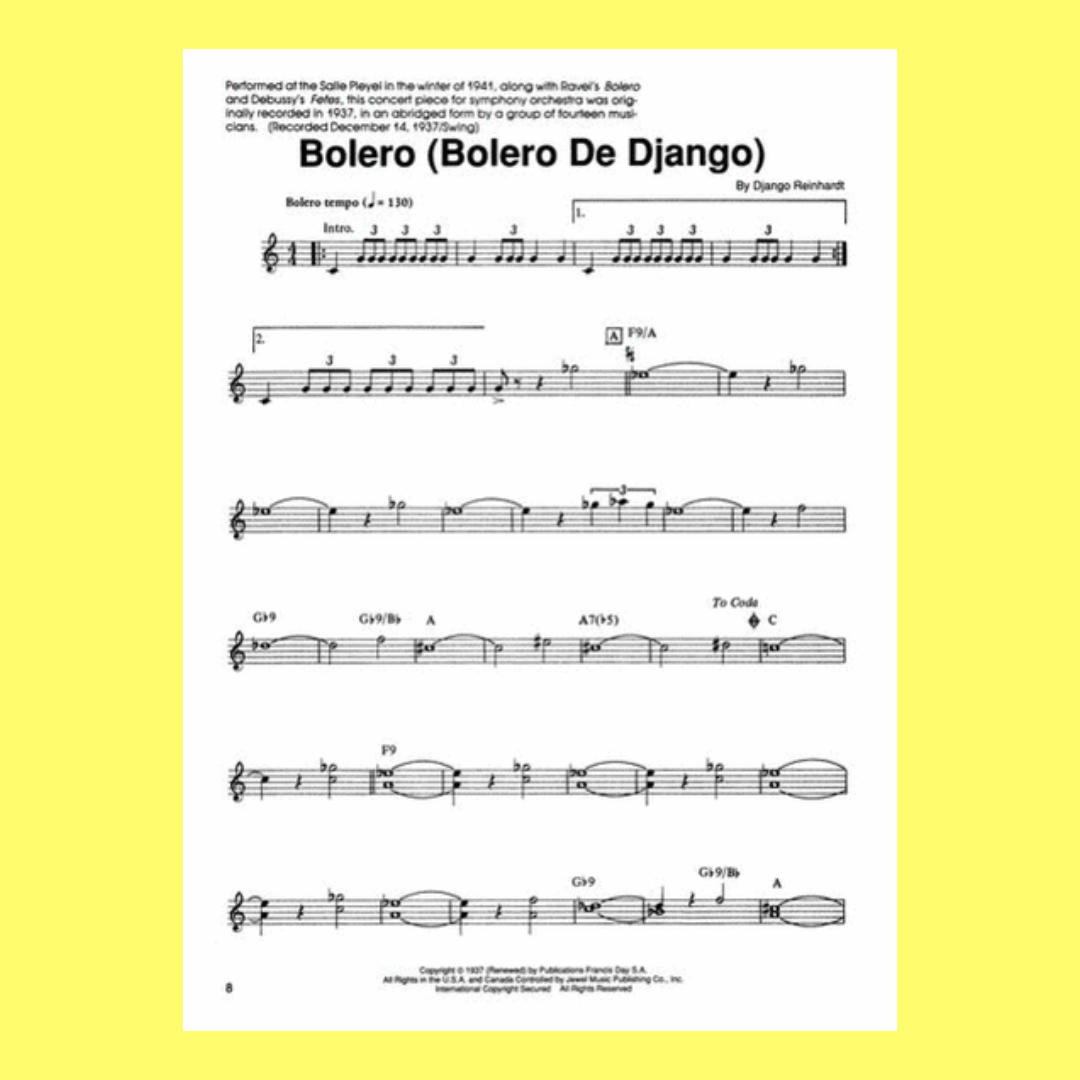 Django Reinhardt Anthology Artists Transcription Classical Guitar Book (70 Songs)