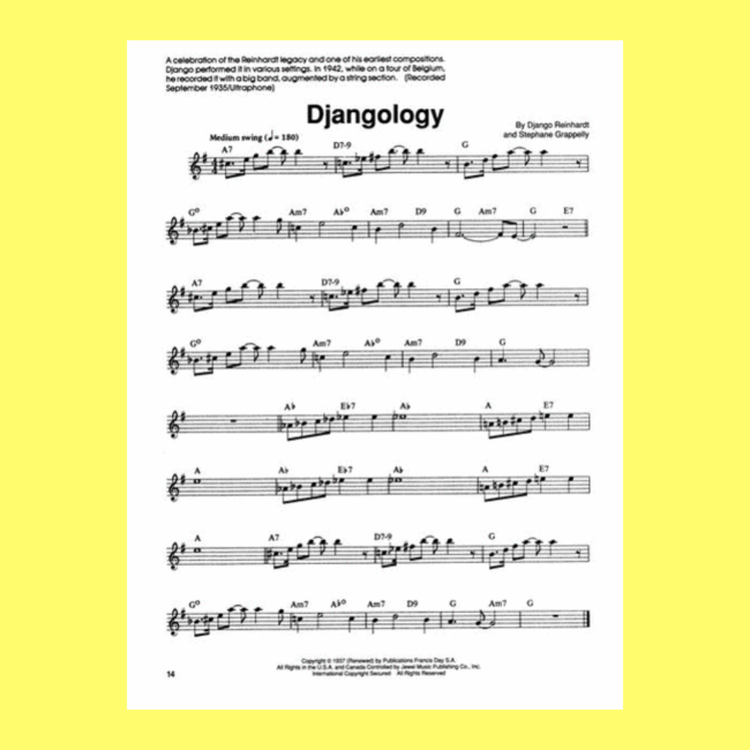 Django Reinhardt Anthology Artists Transcription Classical Guitar Book (70 Songs)