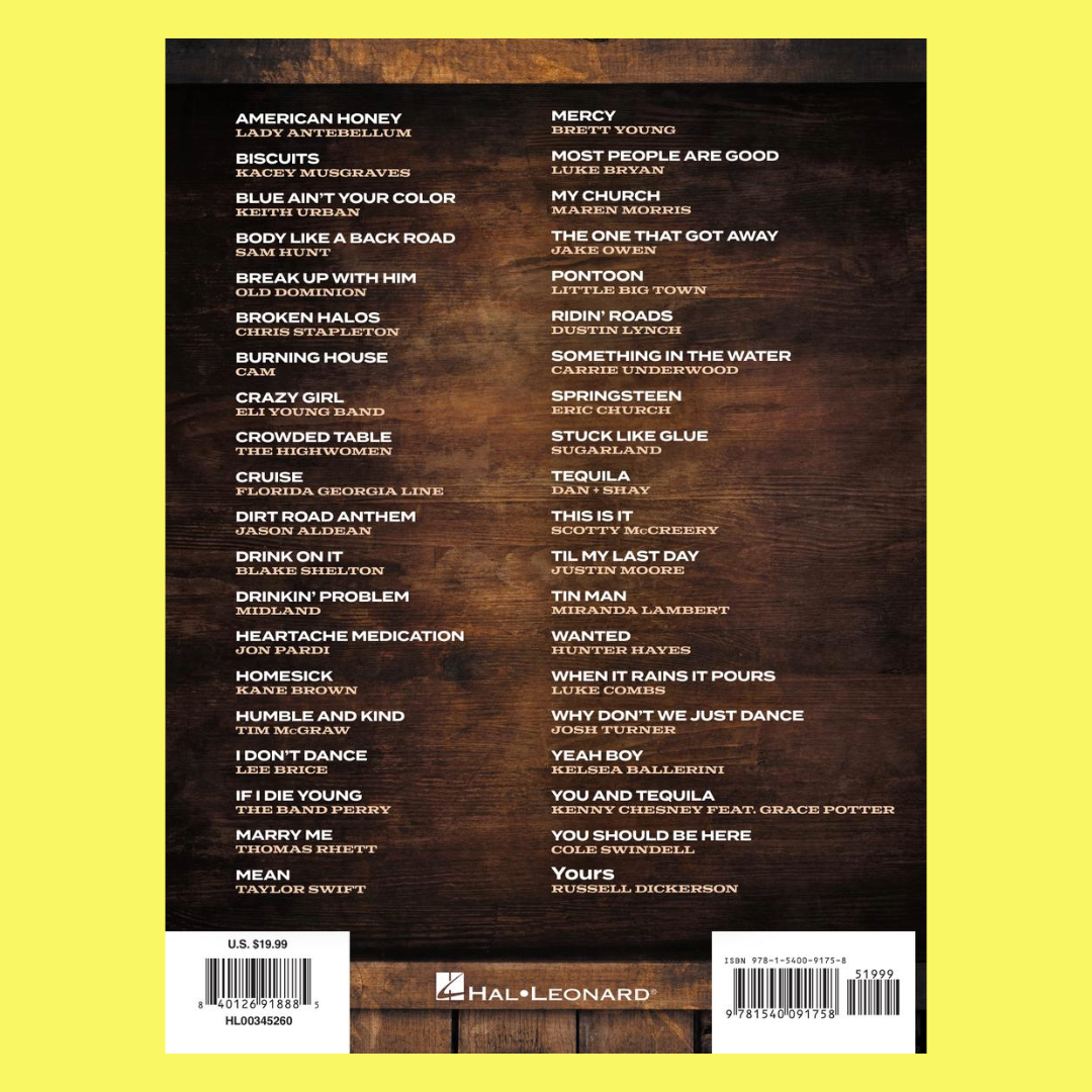 Country Sheet Music Piano/Vocal/Guitar Songbook (2010-2019)