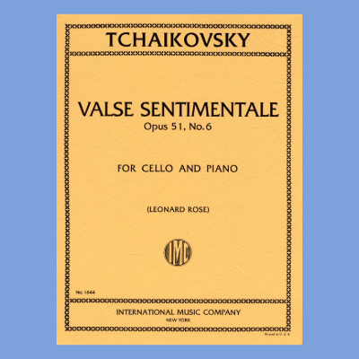 Tchaikovsky - Valse Sentimentale Op 51 No 6 Cello/Piano Book