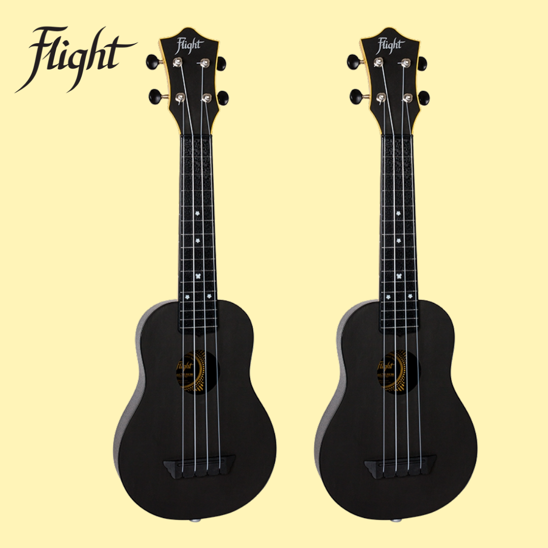 Flight TUS35E Electro-Acoustic Black Travel Soprano Ukulele with Gig Bag