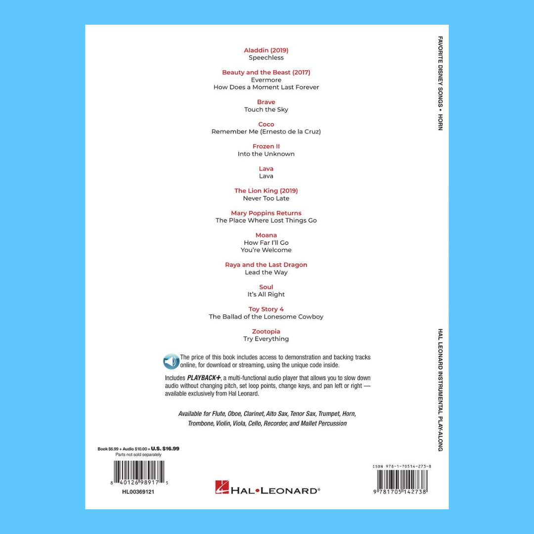 Favorite Disney Songs For Mallet Percussion - Play Along Book/Ola