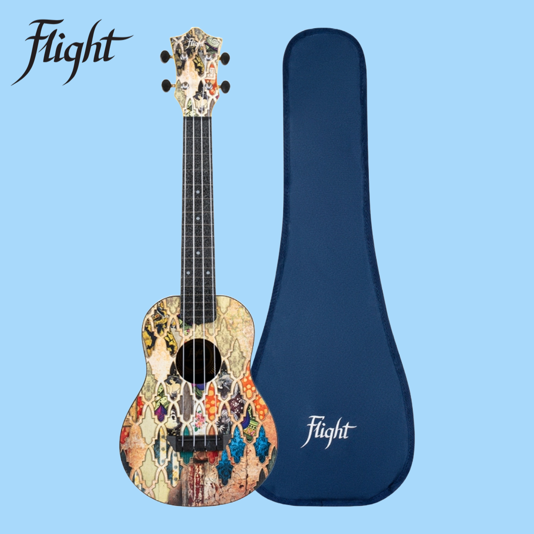 Flight Granada Print Travel Concert Ukulele with Gig Bag