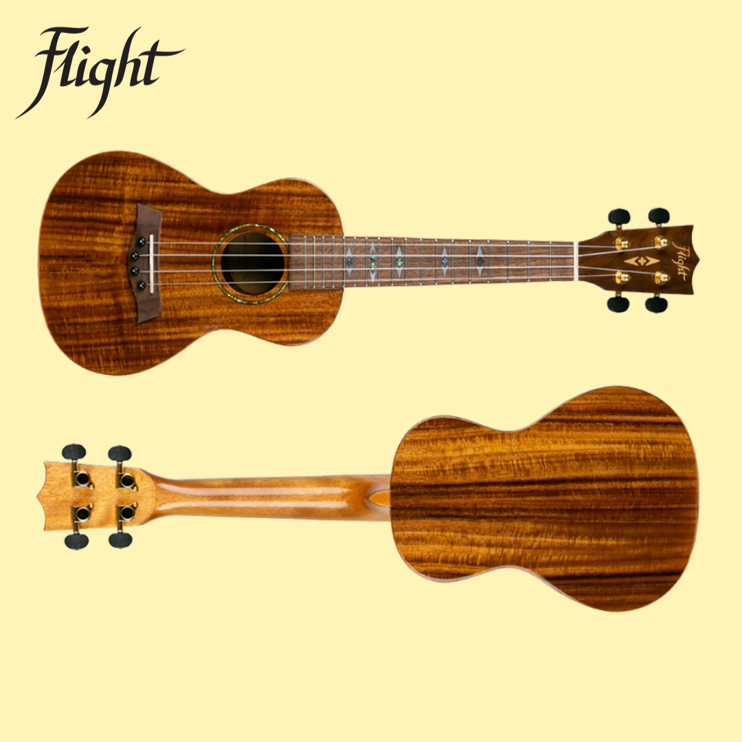 Flight DUC445 Concert Acacia Gloss Finish Ukulele with Gig Bag