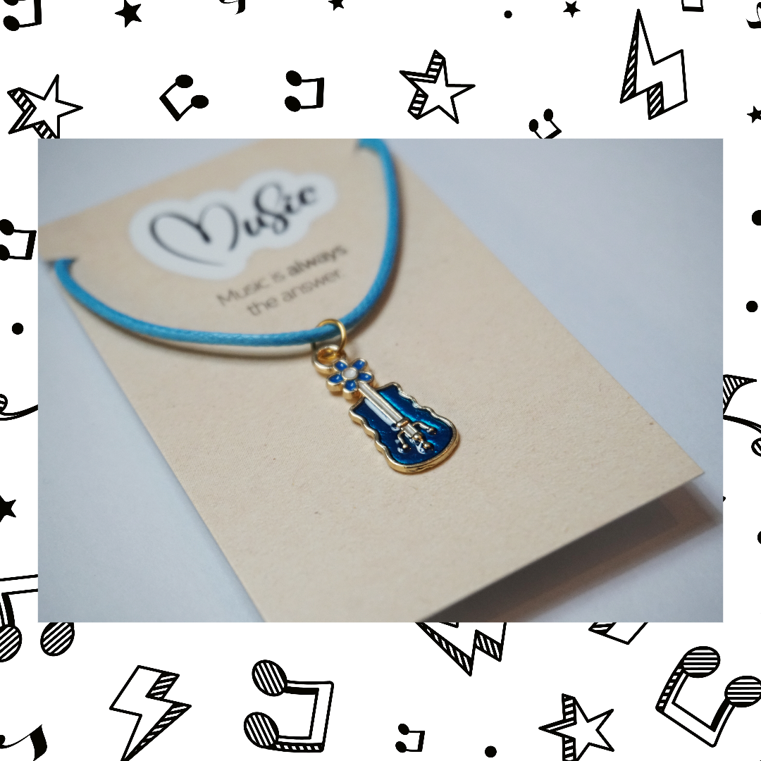 Music is Always The Answer Necklace - Violin (Blue)