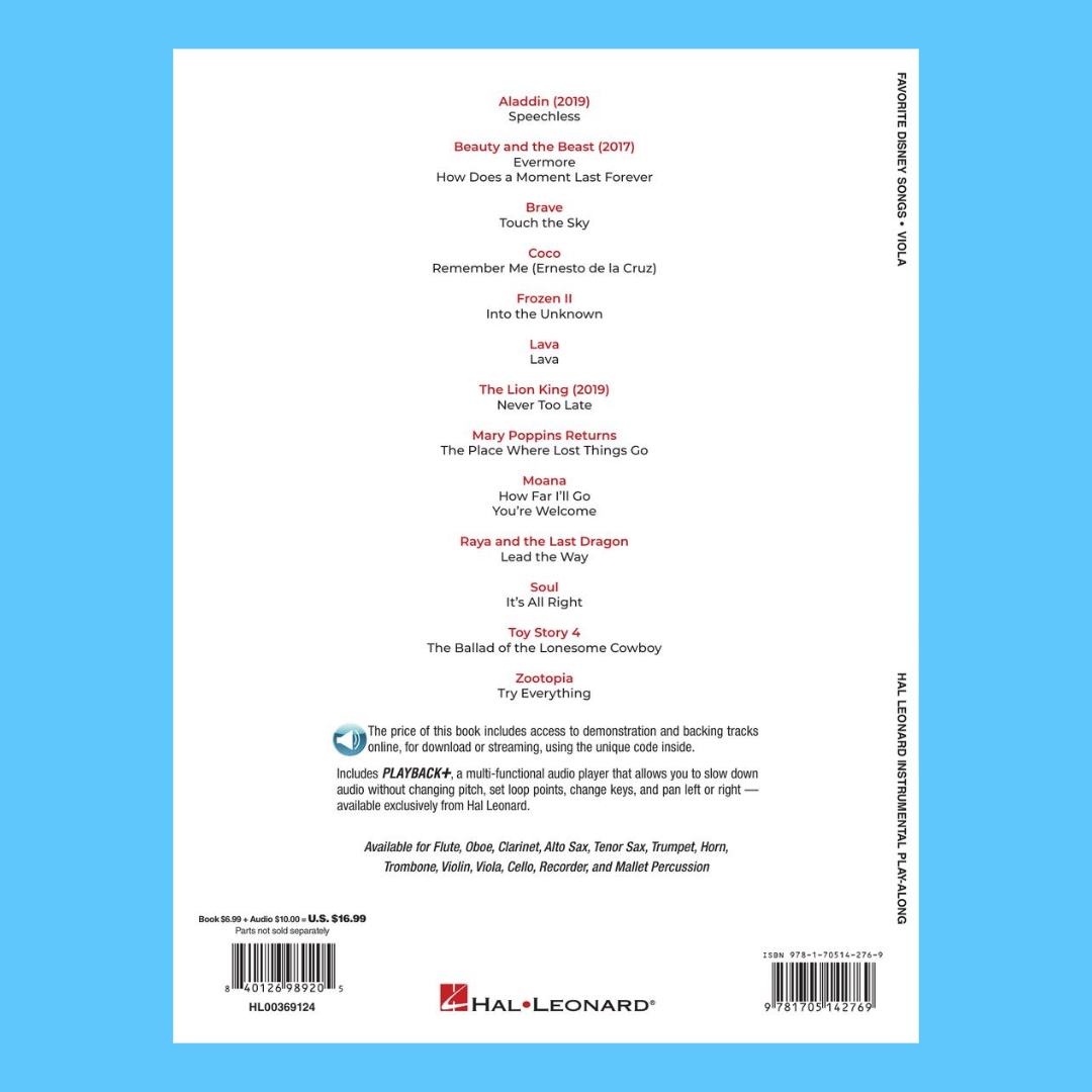 Favorite Disney Songs For Oboe - Play Along Book/Ola