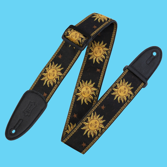 Levy Black Jacquard Black Sun Guitar Strap 2" Wide