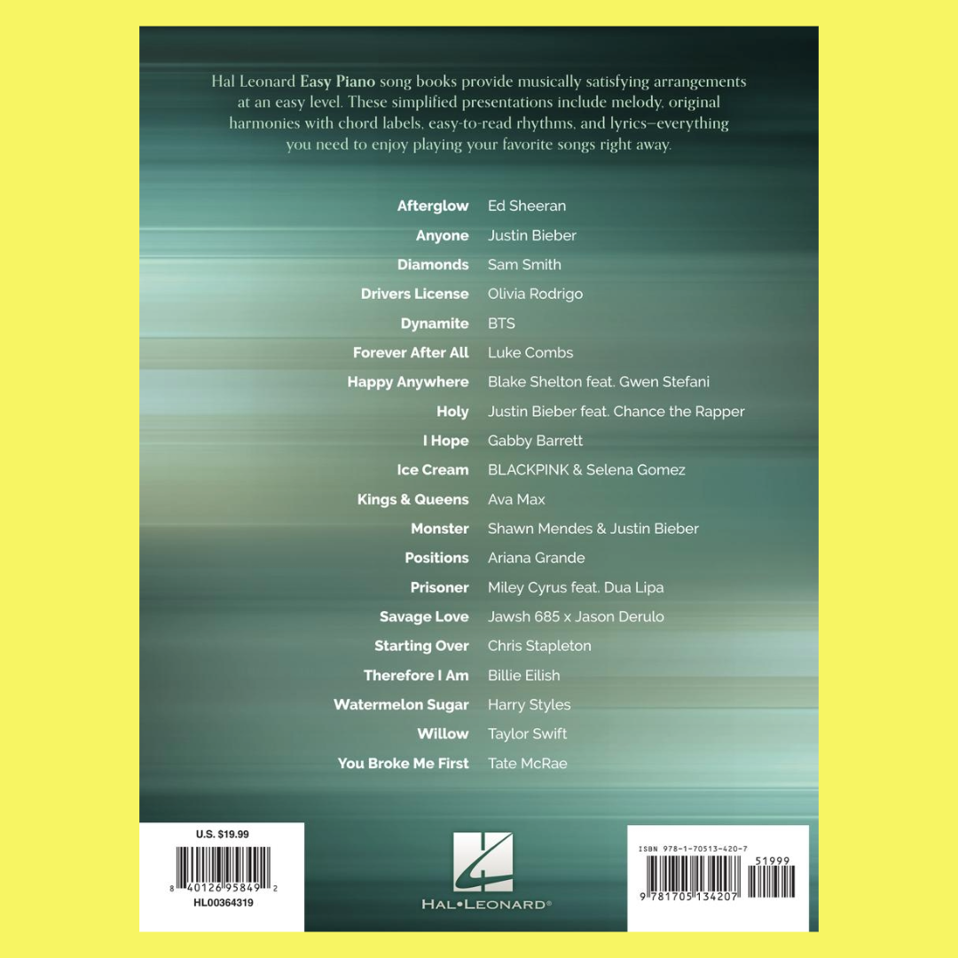 Chart Hits Of 2020-2021 For Easy Piano Book
