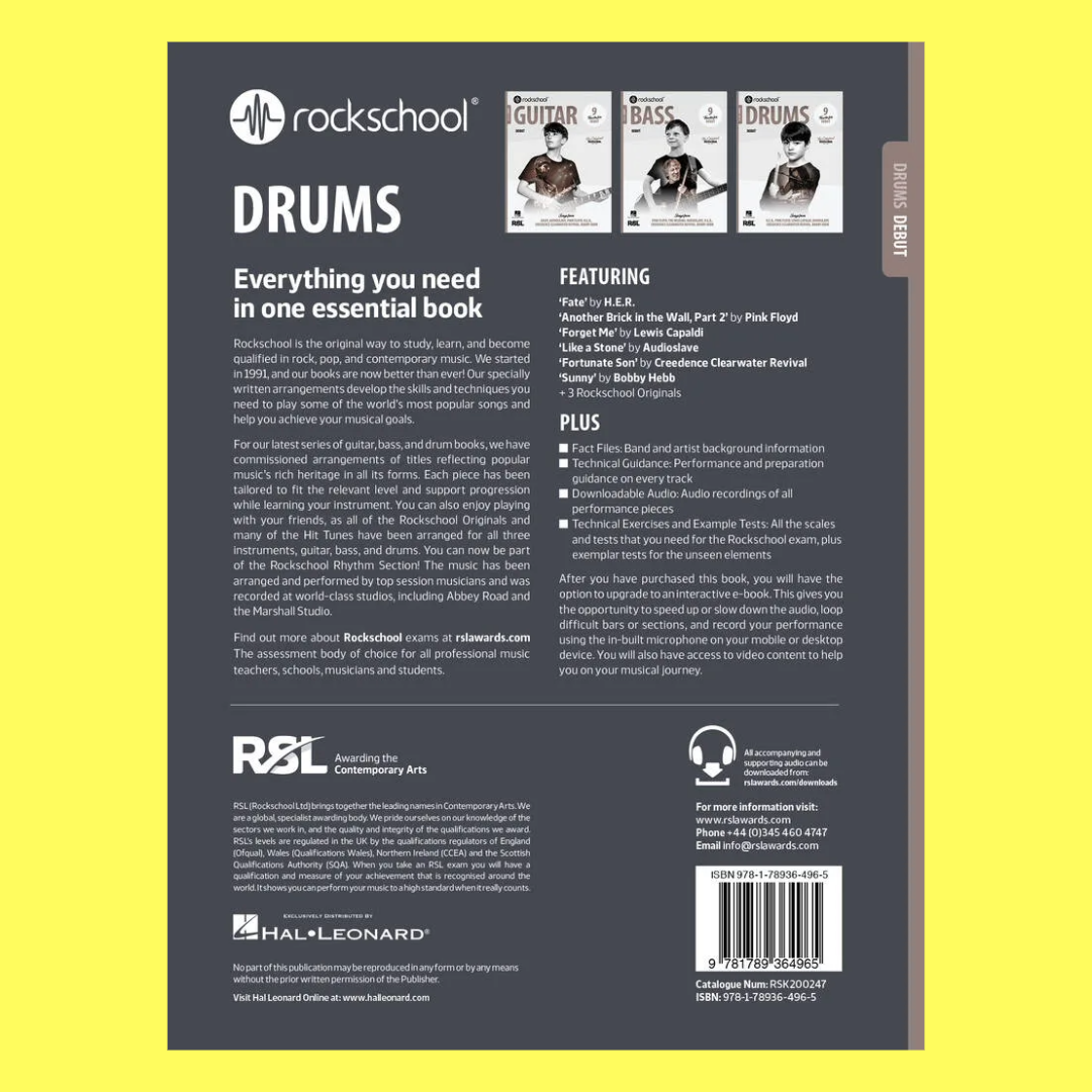 Rockschool Drums Debut Book (2024+) New Edition