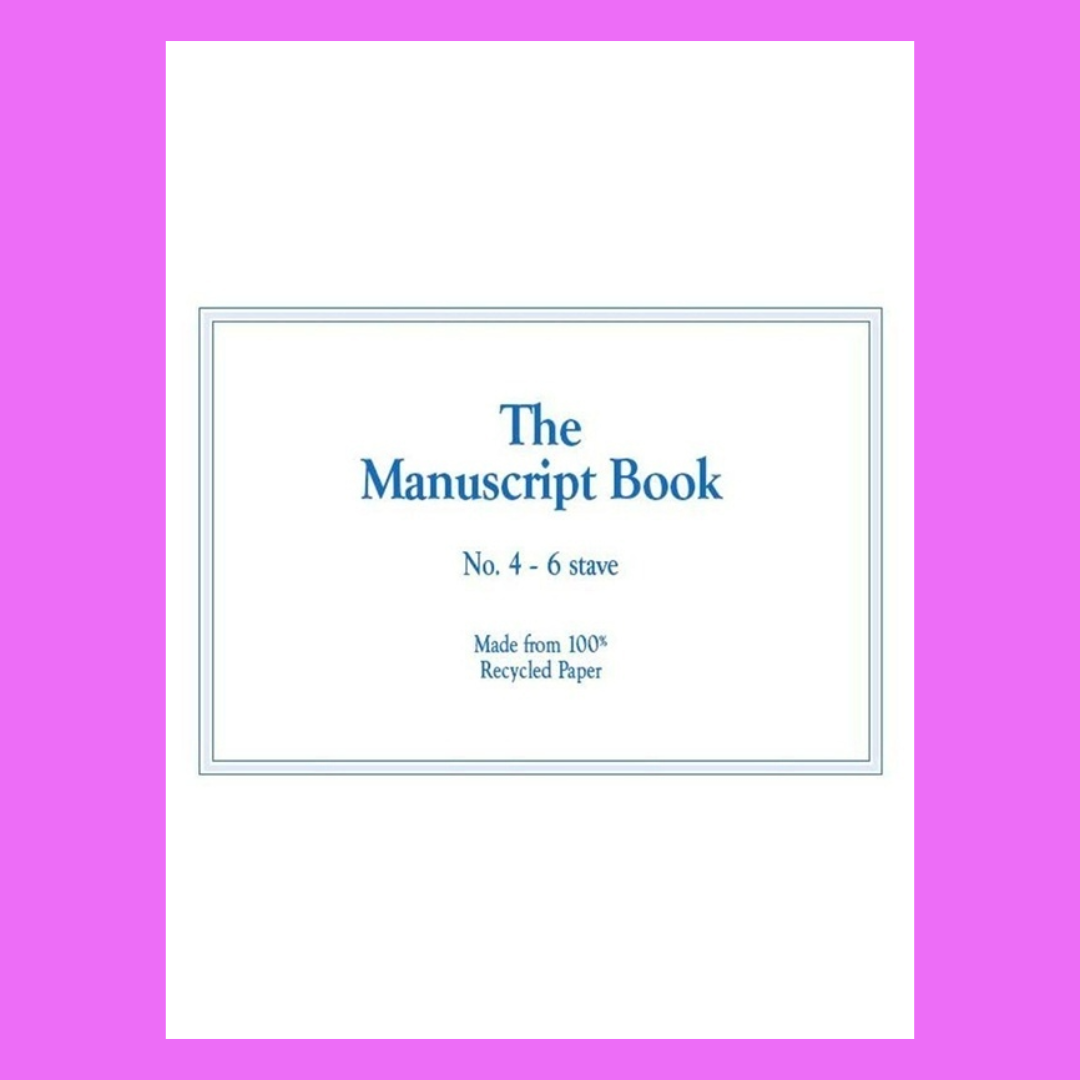 The Manuscript Book 4 - 6 Staves, Stapled, Interleaved, Recycled Paper (24 pages)