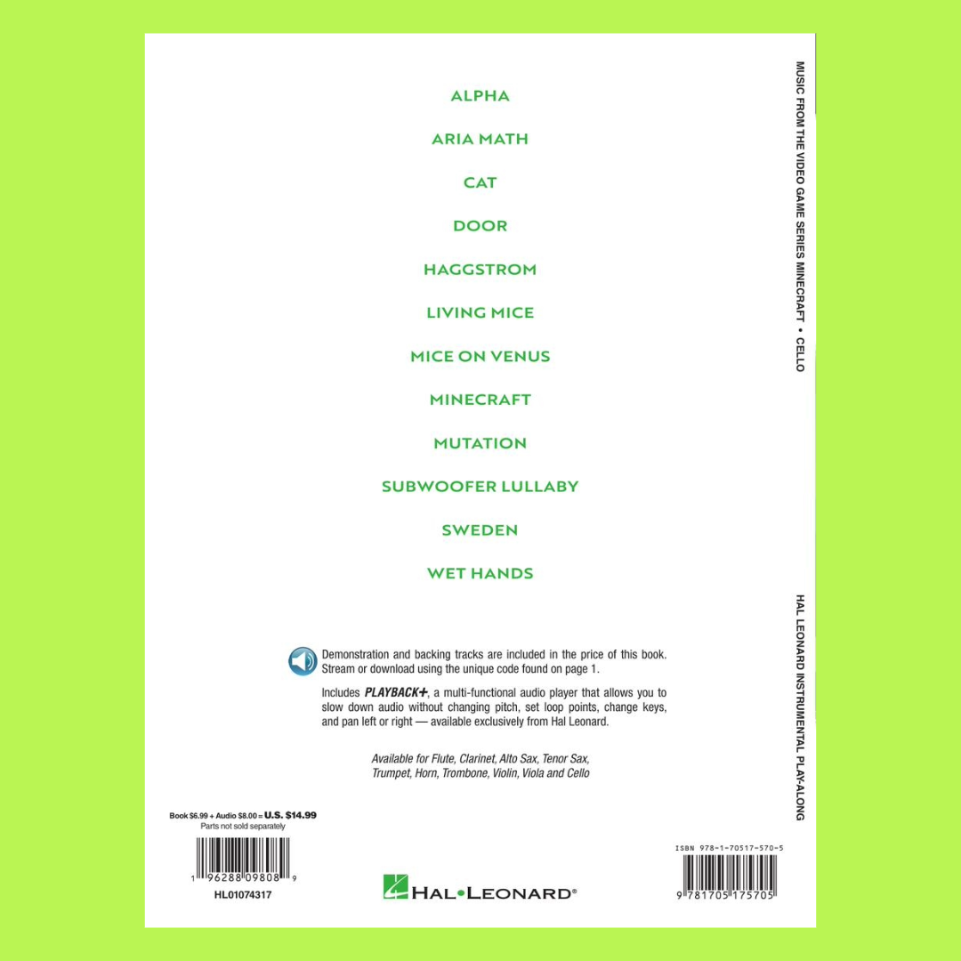 Minecraft Music From The Video Game Series Cello Play Along Book/Ola