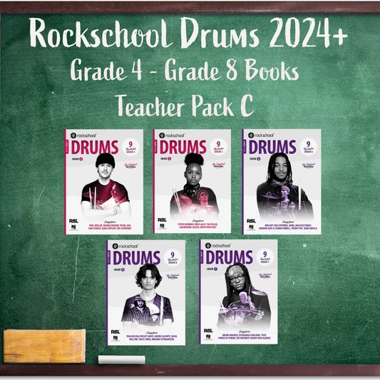 Rockschool Drums 2024+ - Teacher Bundle C (Grade 4 - Grade 8 Books)