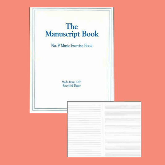 The Manuscript Book 9 - 9 Staves, Interleaved, Recycled Paper (26 Pages)