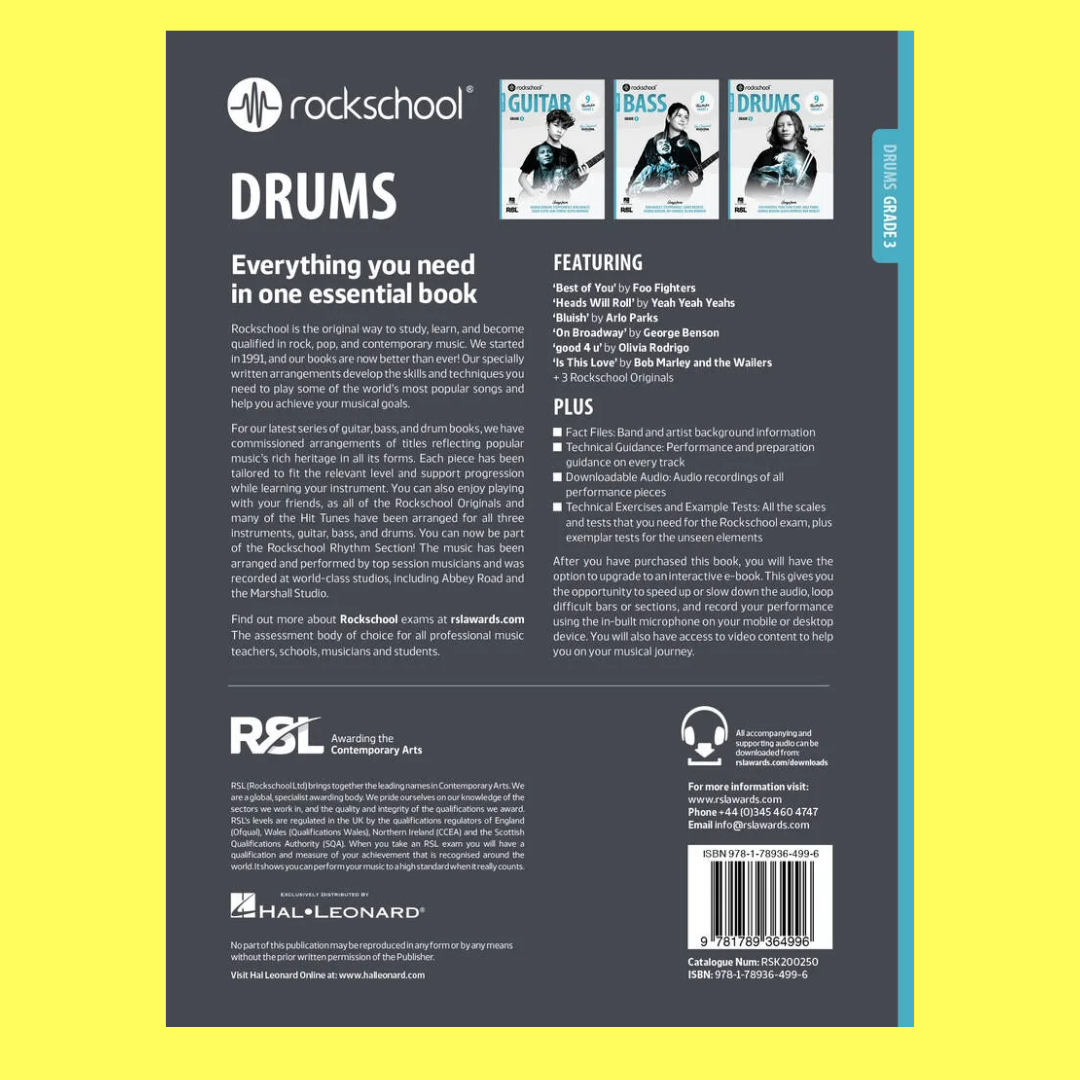 Rockschool Drums Grade 3 Book (2024+) New Edition