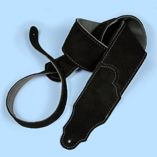 Franklin Original 2.5" Black Suede with Silver Stitching Guitar Strap