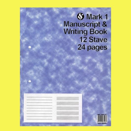 Mark 1 Manuscript & Writing Book - 12 Staves, Interleaved (24 Pages)