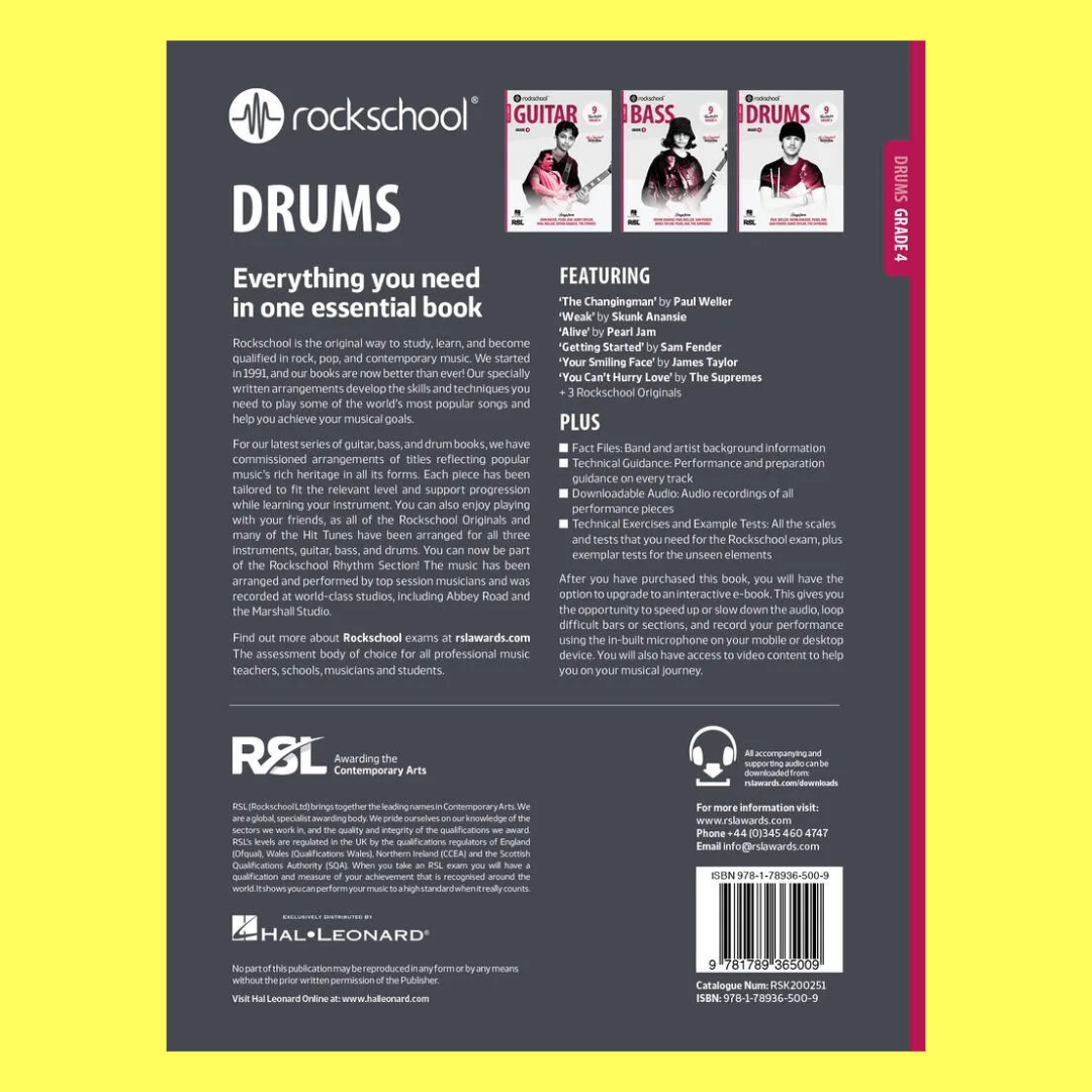 Rockschool Drums Grade 4 Book (2024+) New Edition