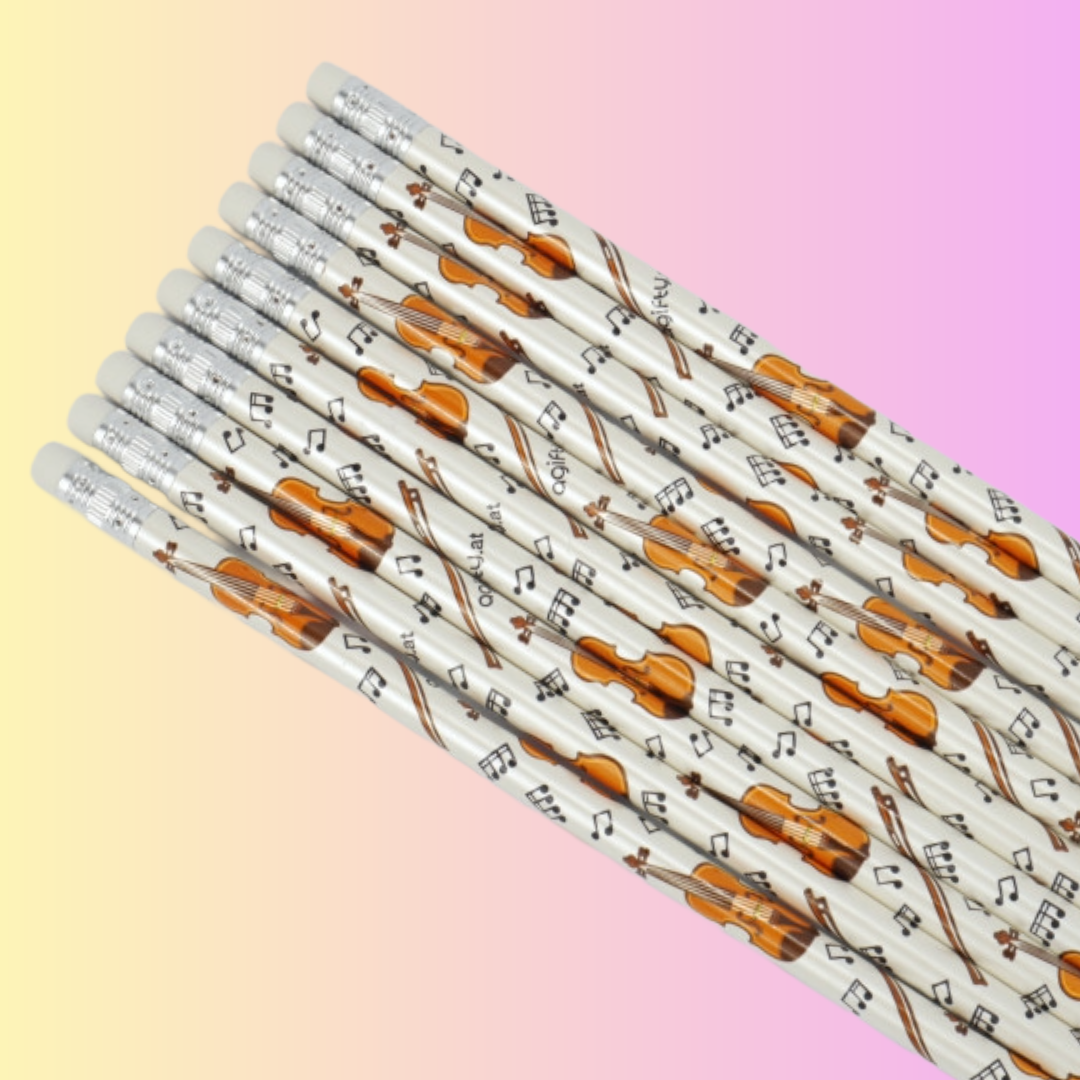 Violin Themed White Pencil