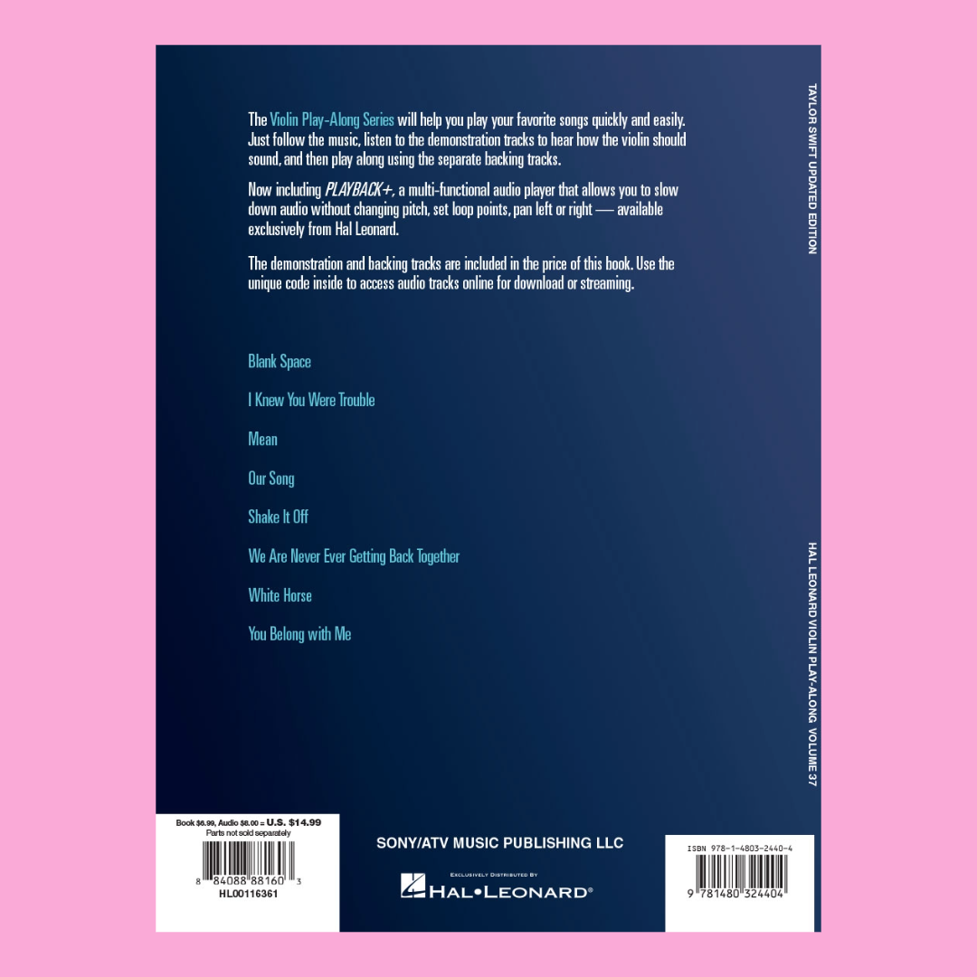 Taylor Swift Violin Play Along Volume 37 Book/Ola