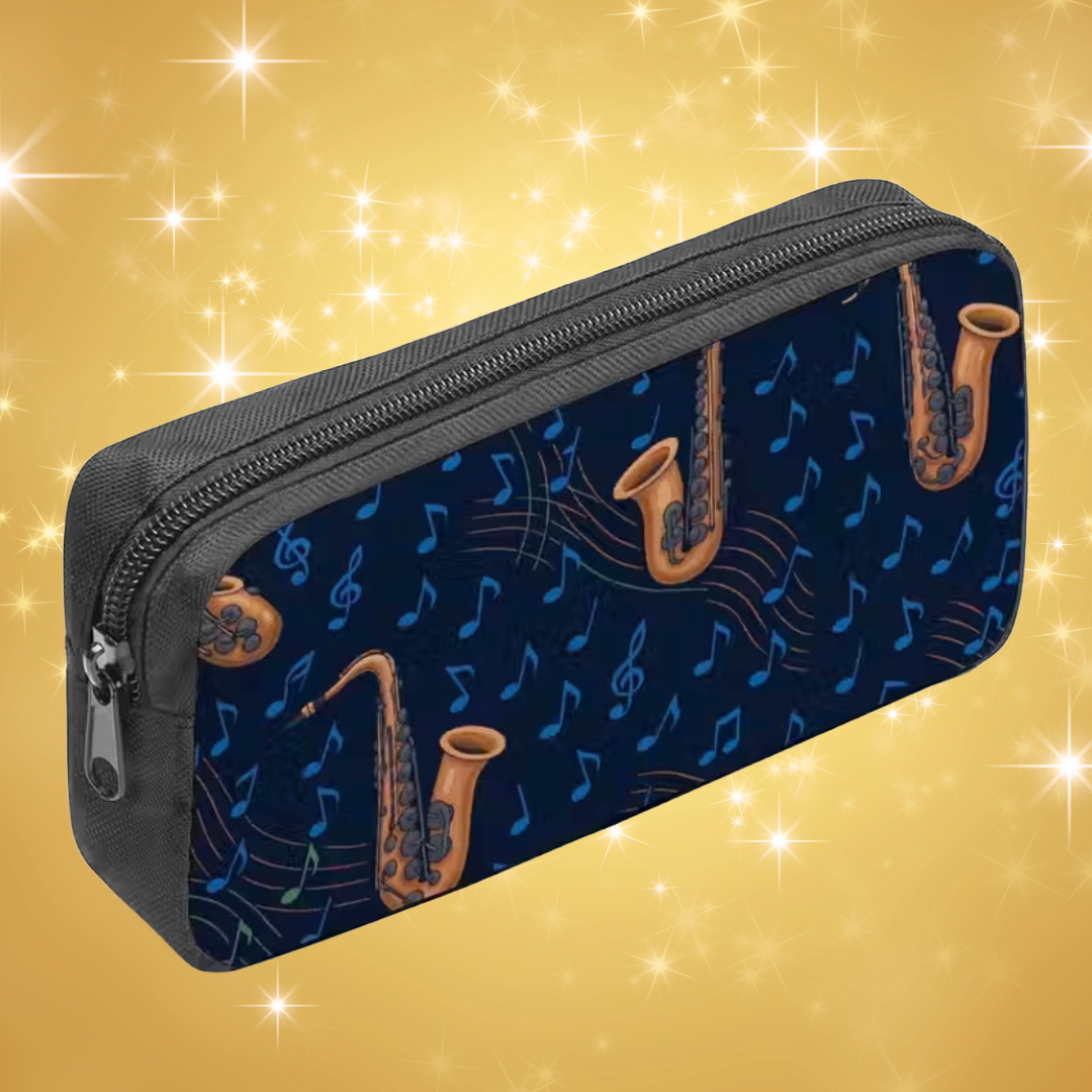 Saxophone Music Bag/Pencil Case (Dark Blue)