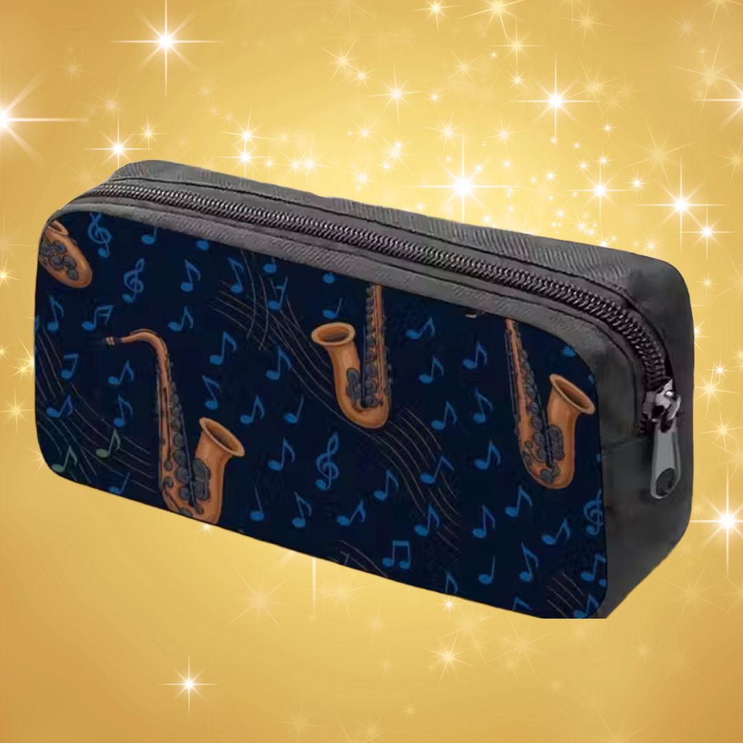 Saxophone Music Bag/Pencil Case (Dark Blue)