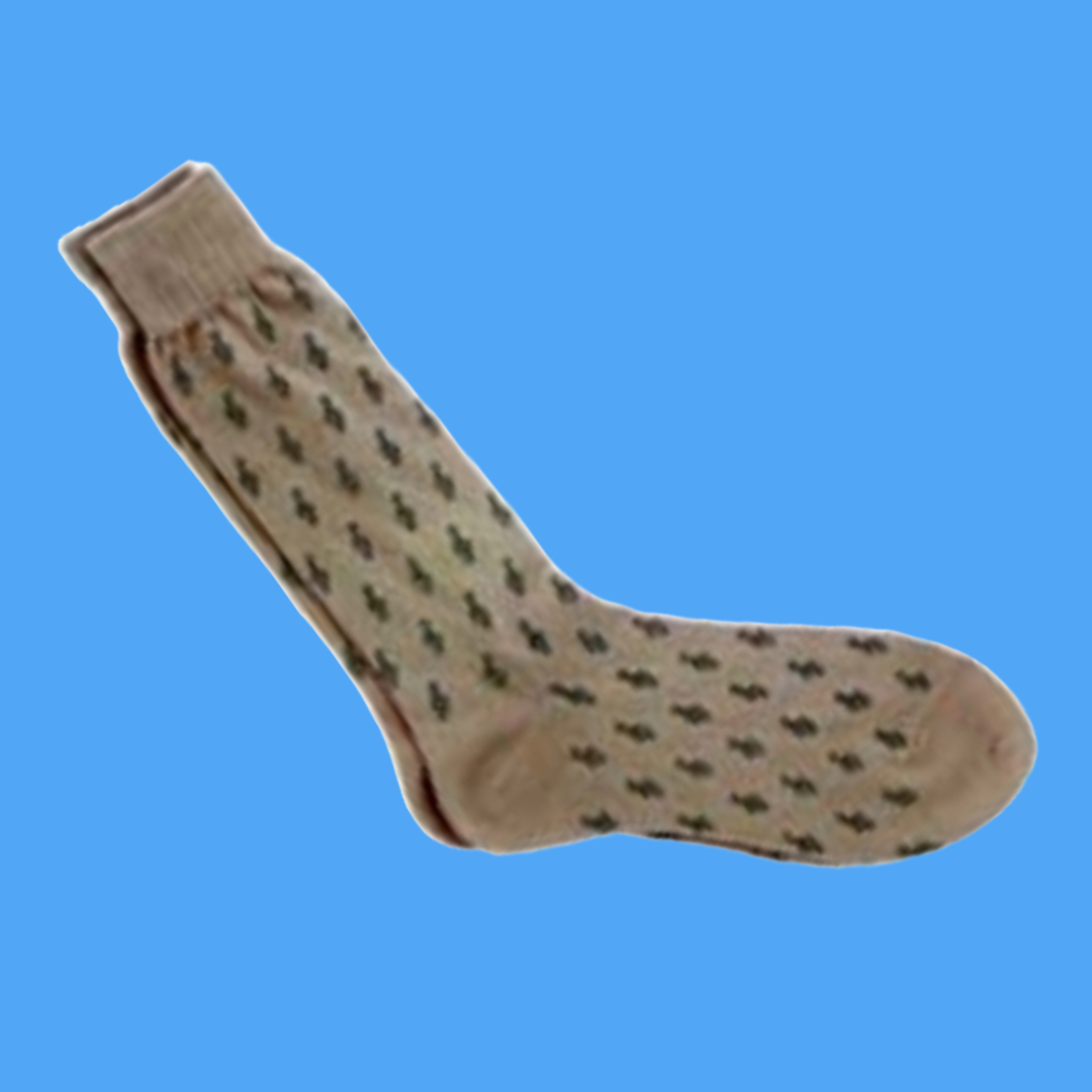 Men's Socks - Mini Green G Clef On Khaki