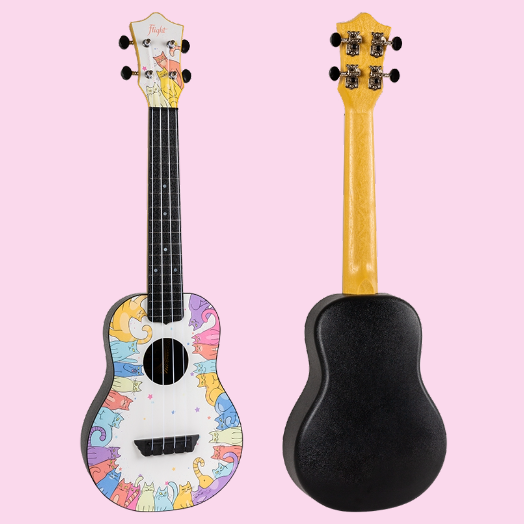 Flight TUC-Kitty Print Travel Concert Ukulele with Travel Bag