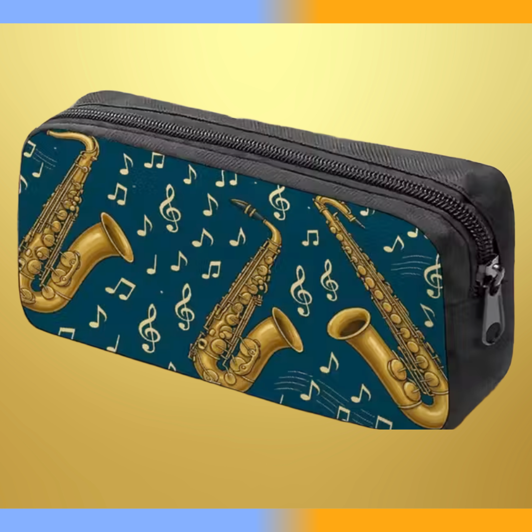 3 Saxophones Design - Music Bag/Pencil Case (Blue)