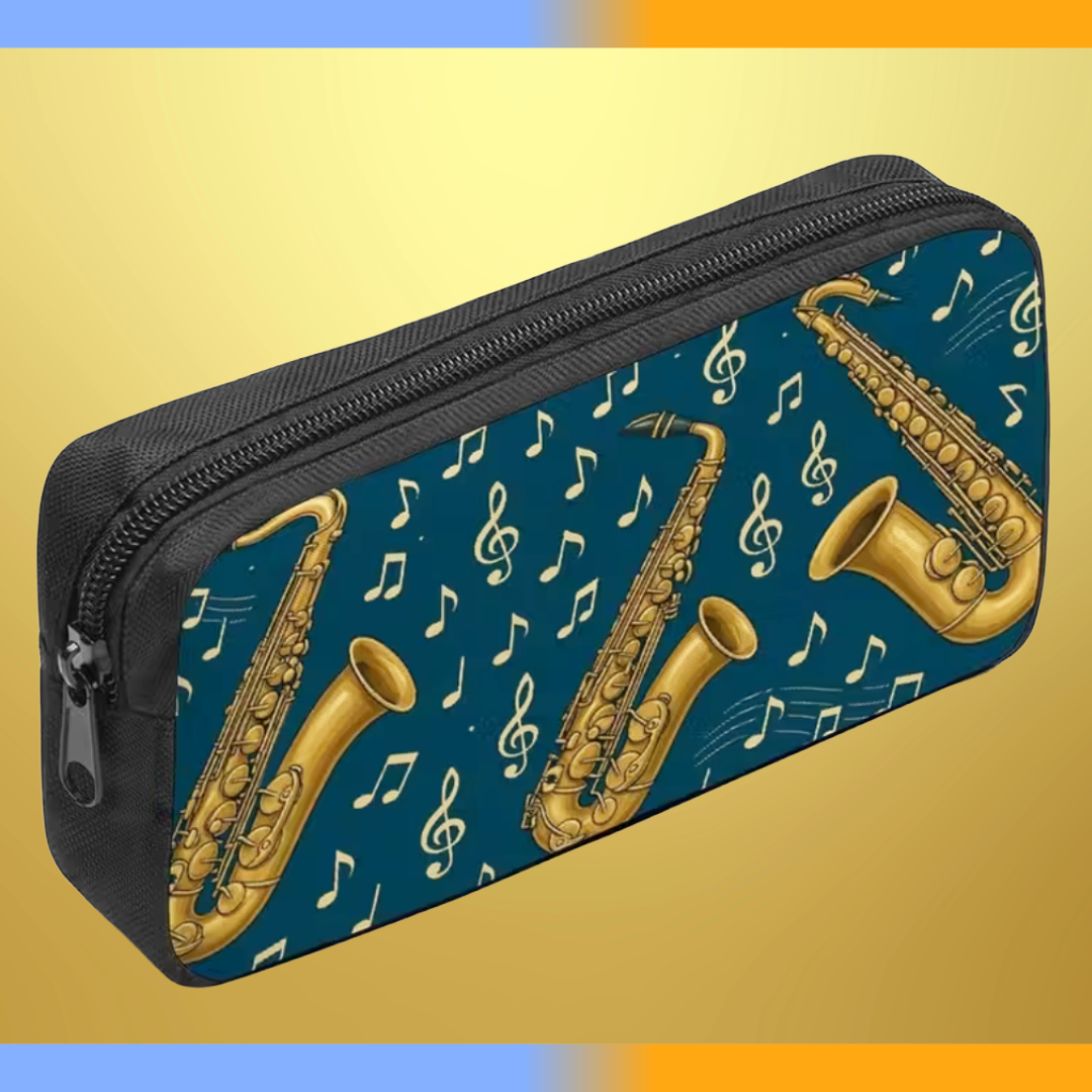 3 Saxophones Design - Music Bag/Pencil Case (Blue)
