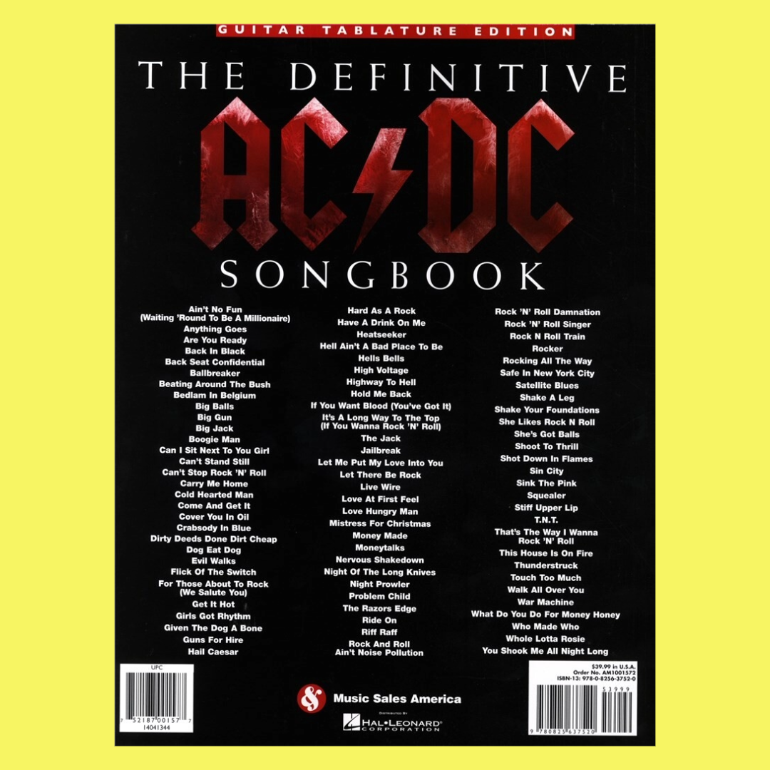 The Definitive AC/DC Songbook Guitar Solo Tab Book – Music2u.com.au