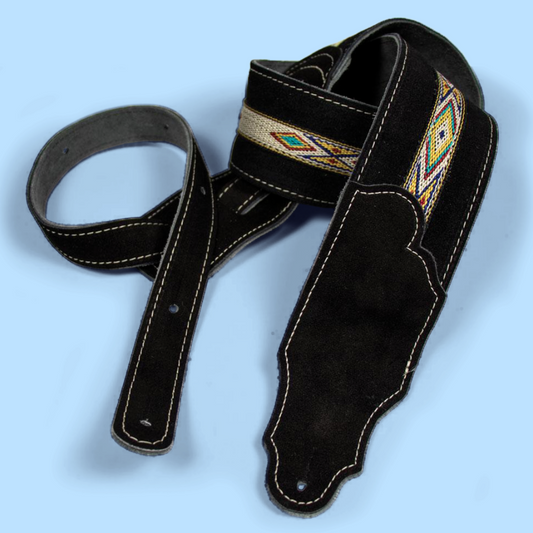 Franklin Southwest 2.5" Black Suede with Hitch Weave & Natural Stitching