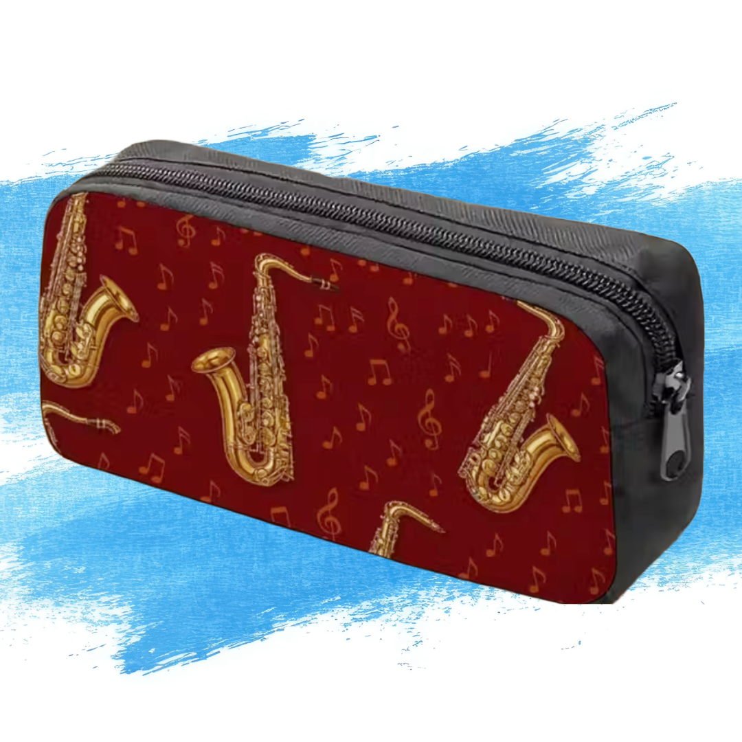 Red and Gold Saxophone Music Bag/Pencil Case