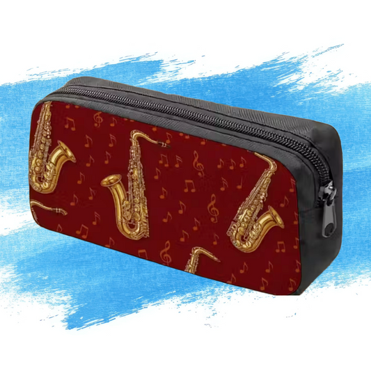 Red and Gold Saxophone Music Bag/Pencil Case