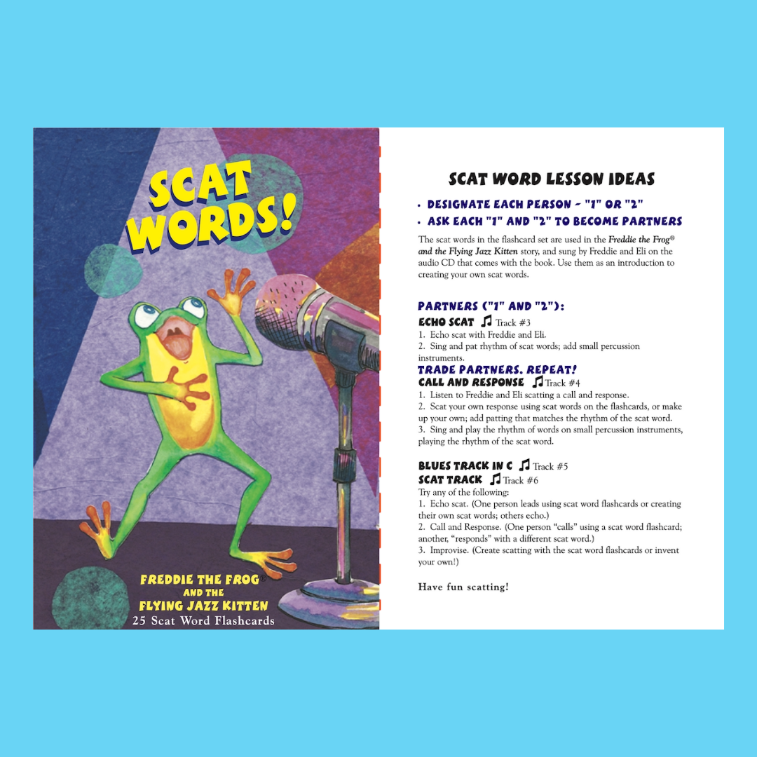 Freddie The Frog Teacher Jazz Set - The Flying Jazz Kitten & Scat Singing Book and Flash Cards