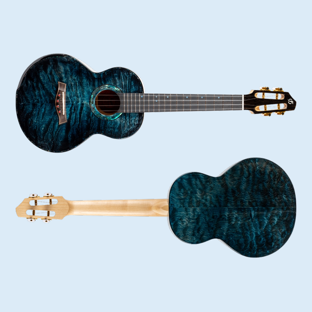 Flight A10QM Aqua Blue 10th Anniversary Tenor Ukulele with Deluxe Gig Bag