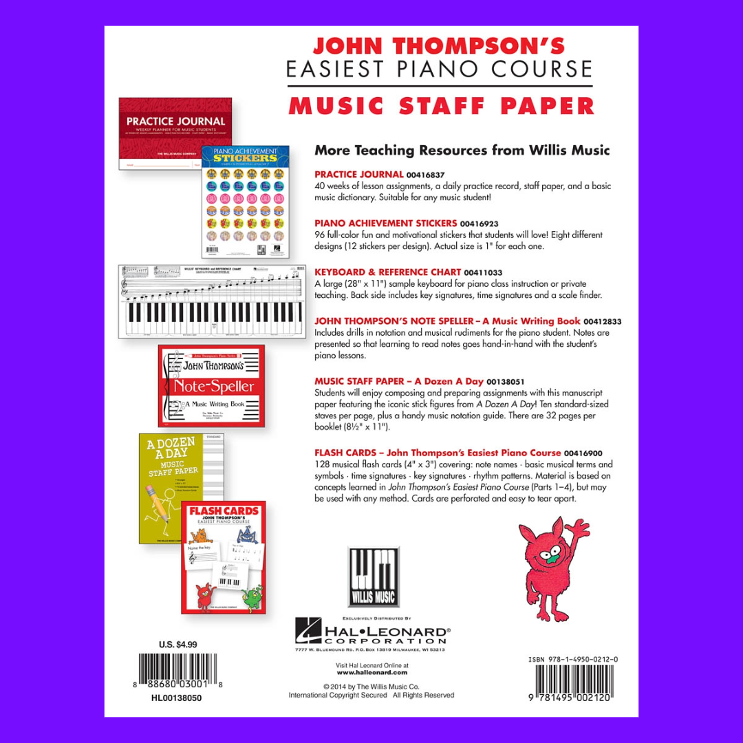 John Thompson's Easiest Piano Course - Manuscript Book