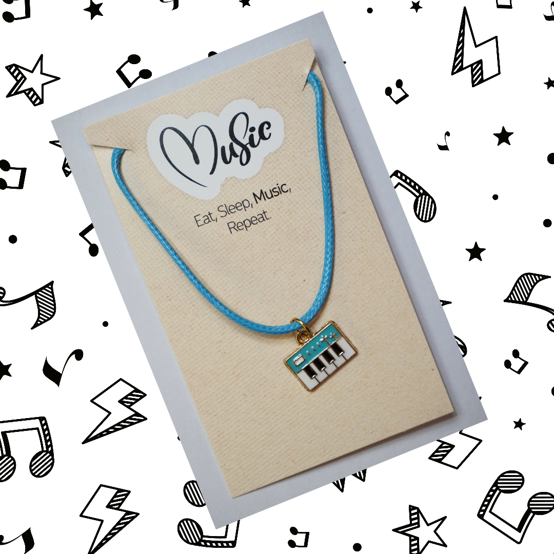 Eat. Sleep. Music. Repeat. Necklace - Piano/Keyboard (Blue)