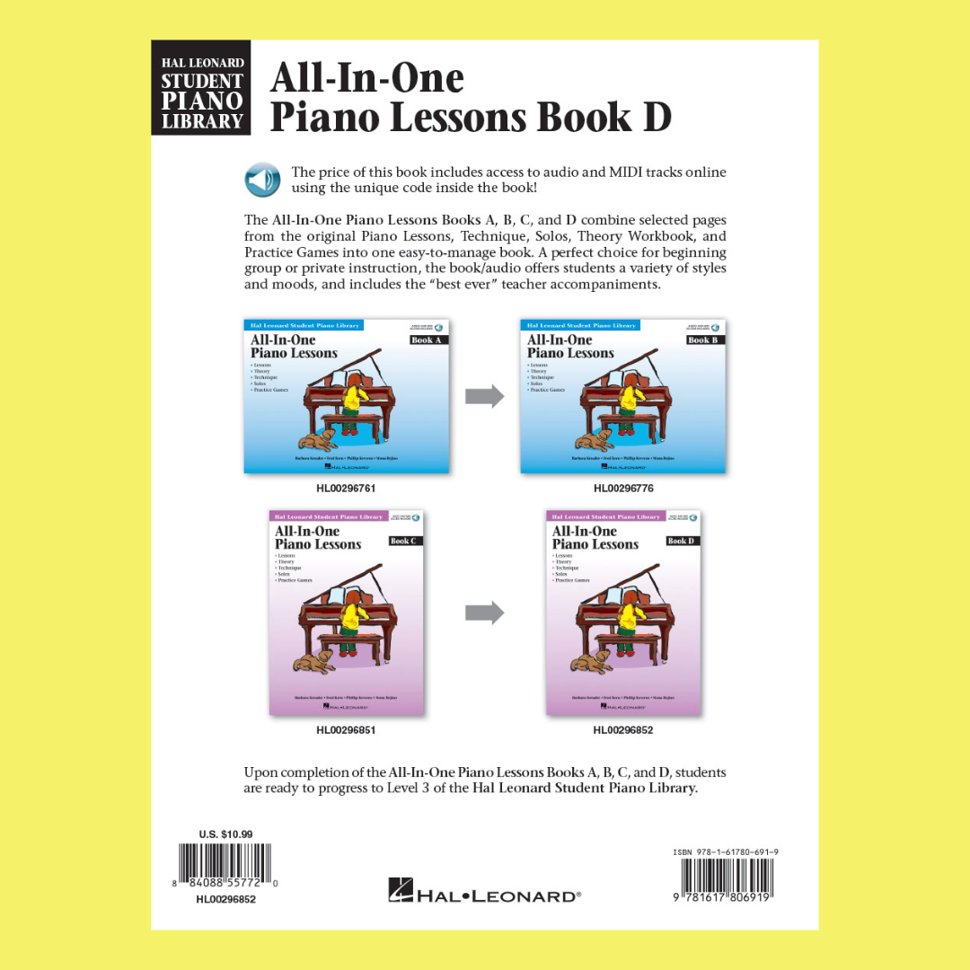 Hal Leonard Student Piano Library - All In One Piano Lesson Book D (Book/Ola)