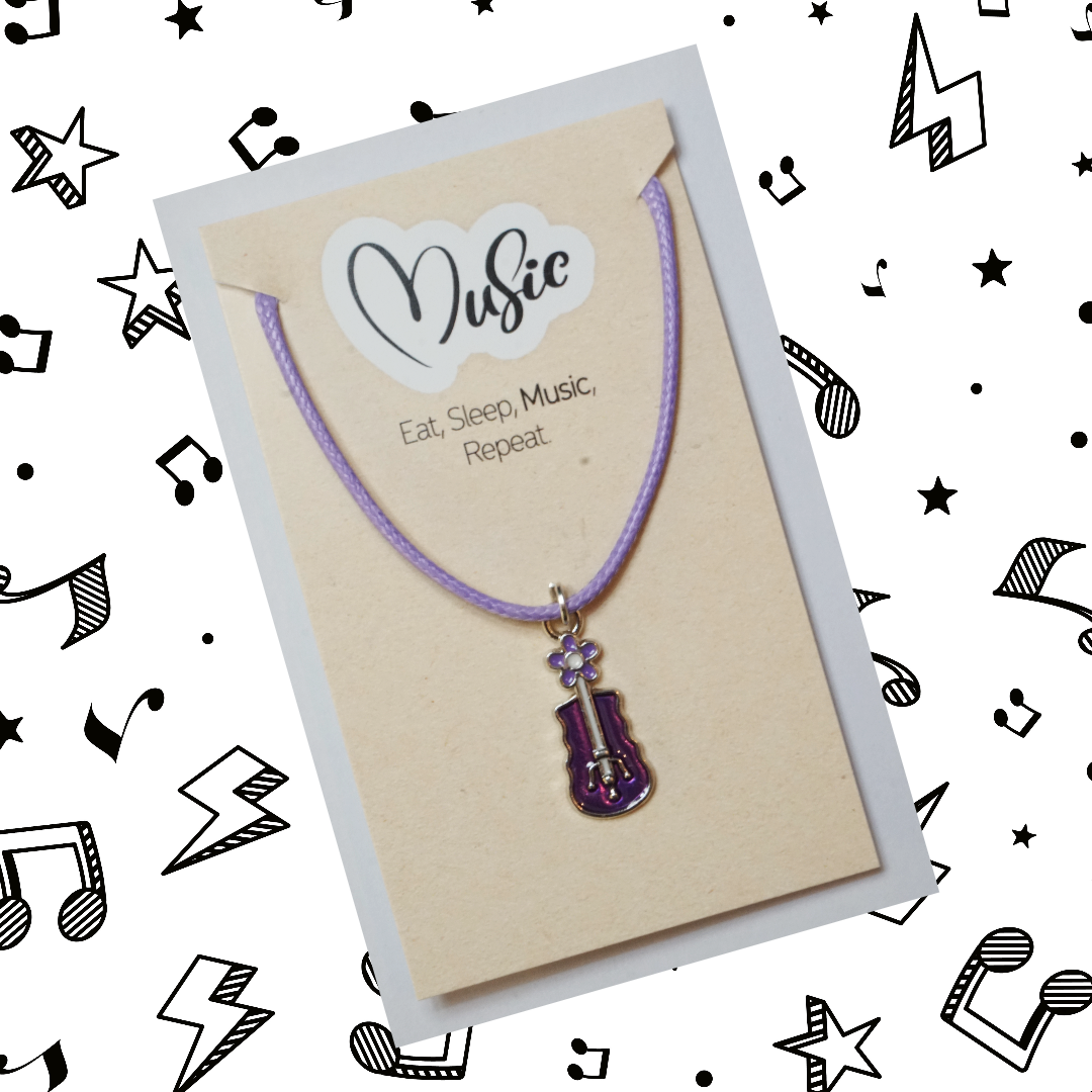 Eat. Sleep. Music. Repeat. Necklace - Violin (Purple)