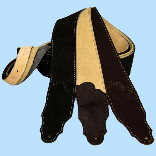 Franklin Original 2.5" Chocolate Suede with Gold Stitching Guitar Strap
