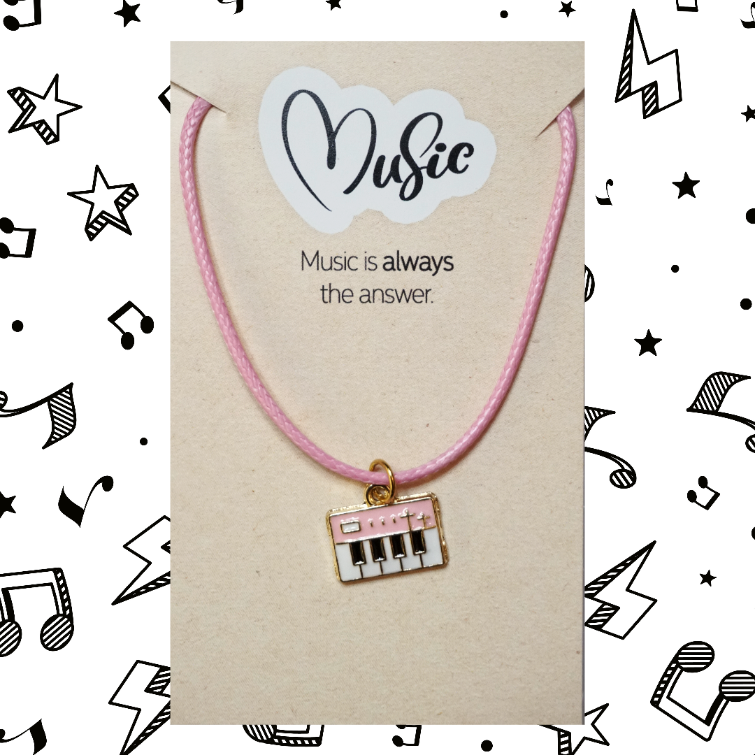 Music is Always The Answer Necklace - Piano/Keyboard (Pink)